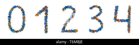 Numbers made of puzzle pieces - education concept Stock Photo