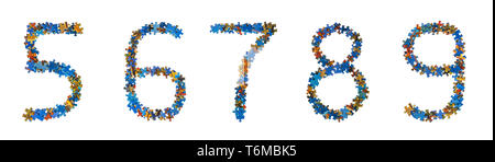 Numbers made of puzzle pieces - education concept Stock Photo