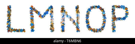 Alphabet made of puzzle pieces - education concept Stock Photo