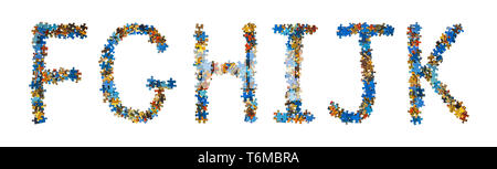 Alphabet made of puzzle pieces - education concept Stock Photo