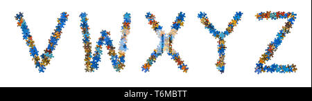 Alphabet made of puzzle pieces - education concept Stock Photo