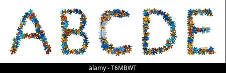 Alphabet made of puzzle pieces - education concept Stock Photo