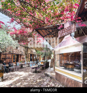 Outdoor terrace of a restaurant in Byblos old souk, Jbeil, Lebanon Stock Photo