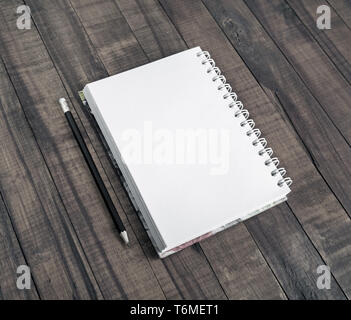 Notepad and pencil Stock Photo