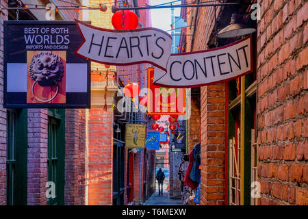 Red Door, FanTan Alley, Chinatown, Victoria, British Columbia, Canada Stock Photo