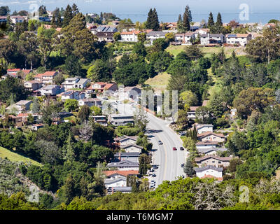 Aerial view of residential neighborhood, San Carlos, San Francisco bay area, California Stock Photo