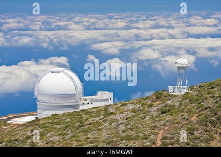 Telescopes at the highest peak of La Palma Stock Photo