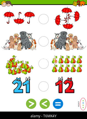 greater less or equal educational puzzle for kids Stock Photo