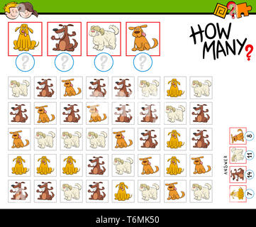 dogs counting game cartoon illustration Stock Photo - Alamy