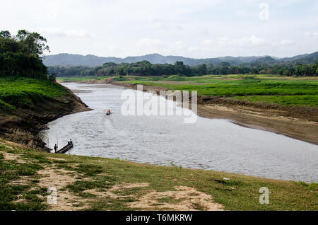 Drought is affecting Lake Alajuela and Chagres River which supplies most of the water needed to operate the Panama Stock Photo