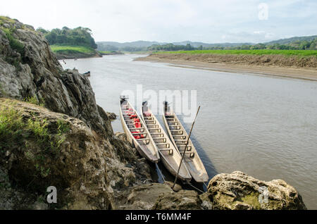 Drought is affecting Lake Alajuela and Chagres River which supplies most of the water needed to operate the Panama Stock Photo