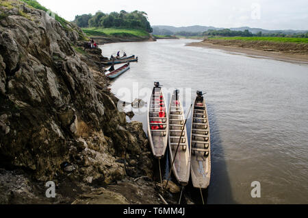 Drought is affecting Lake Alajuela and Chagres River which supplies most of the water needed to operate the Panama Stock Photo