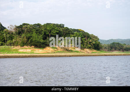 Drought is affecting Lake Alajuela and Chagres River which supplies most of the water needed to operate the Panama Stock Photo