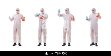 Chemist working with poisonous substances isolated on white back Stock Photo