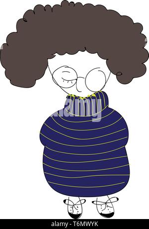 Kid with curly hair vector illustration Stock Vector