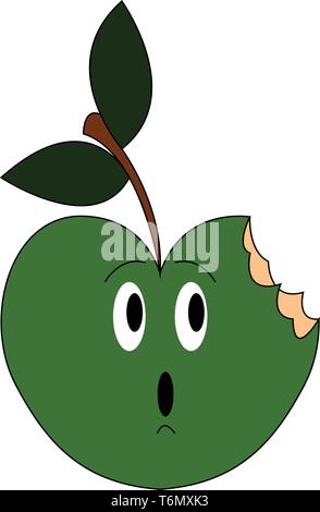 Bitten green apple vector illustration Stock Vector