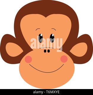 Smiling monkey face illustration vector on white background Stock Vector
