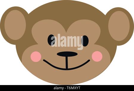 Brown monkey smiling face illustration vector on white background Stock Vector