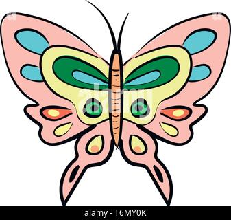 Different color buterfly illustration vector on white background Stock Vector
