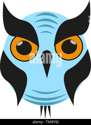 Blue owl illustration vector on white background Stock Vector