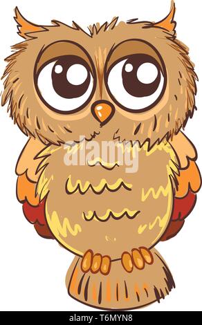 Sad owl illustration vector on white background Stock Vector