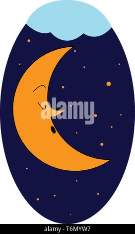 Sleeping moon illustration vector on white background Stock Vector