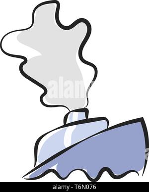 A majestic front view of a boat which is emitting lot of smoke vector color drawing or illustration Stock Vector