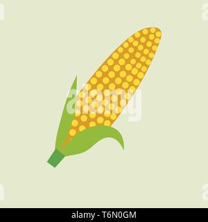 A picture of a corn with green leaves with it vector color drawing or illustration Stock Vector