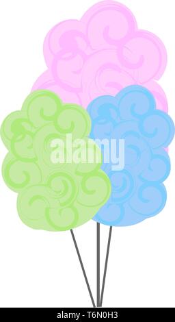 Colorful cotton candy in green blue and violet color vector color drawing or illustration Stock Vector