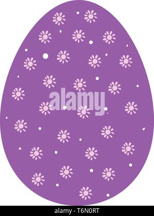 A colorful Easter egg in violet color with floral patterns vector color drawing or illustration Stock Vector