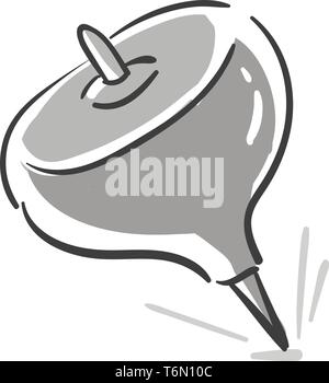 A playful grey spinning top vector color drawing or illustration Stock Vector