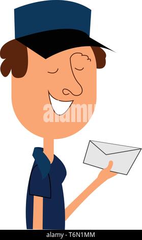 Cartoon man standing, eyes closed and happy, vector illustration. Black ...