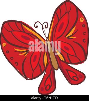 Clipart of a butterfly with two pairs of large  typically brightly red-colored wings covered with microscopic scales of different patterns  vector  co Stock Vector