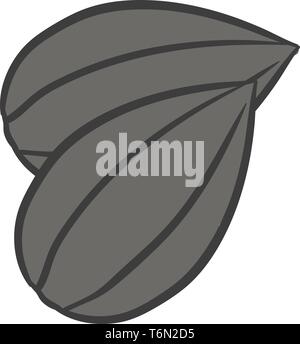 Clipart of two sunflower seeds that looks like plump and grey-colored seed coats with black stripes  vector  color drawing or illustration Stock Vector