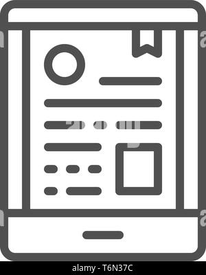 Mobile certificate, phone diploma, e-learning line icon. Stock Vector