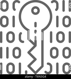 Private key, coding, cryptography, cyber security line icon. Stock Vector