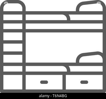 Bunk bed line icon concept. Bunk bed vector linear illustration, symbol ...