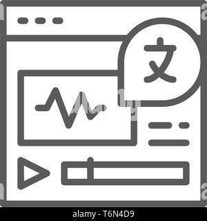 Vector online language translation site line icon. Stock Vector