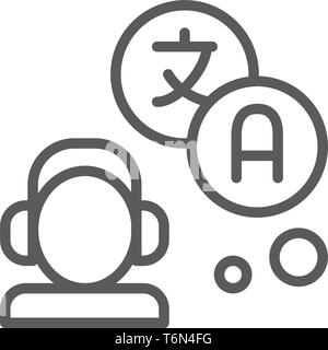 Translator, interpreter line icon. Isolated on white background Stock Vector