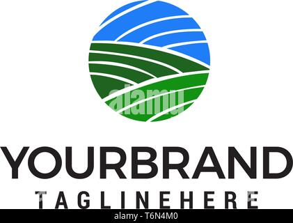 green landscape agriculture logo design concept template vector Stock Vector