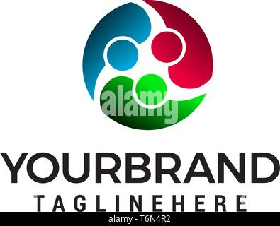 connection of people in a circle logo design concept template vector Stock Vector