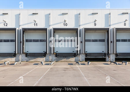 Terminal for truck loading with closed gates Stock Photo