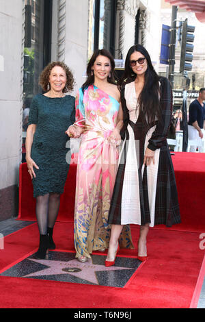 May 1, 2019 - Los Angeles, CA, USA - LOS ANGELES - MAY 1:  Rhea Perlman, Lucy Liu, Demi Moore at the Lucy Liu Star Ceremony on the Hollywood Walk of Fame on May 1, 2019 in Los Angeles, CA (Credit Image: © Kay Blake/ZUMA Wire) Stock Photo