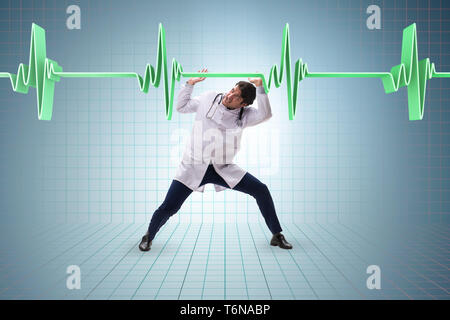 The doctor cardiologist supporting cardiogram heart line Stock Photo