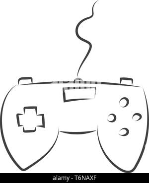 A sketch of a joystick with a wire connected to it vector color drawing or illustration Stock Vector