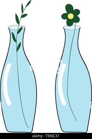 A pair of bottles with plants growing In it vector color drawing or illustration Stock Vector
