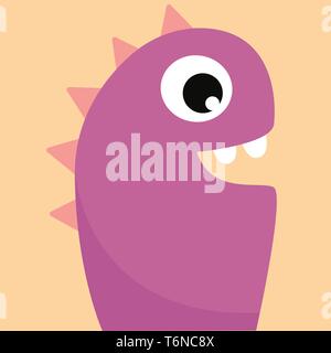 A scary purple monster with pink sharp horns vector color drawing or illustration Stock Vector