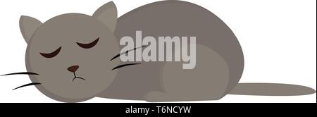 A cute fat cat in grey color which is sleeping vector color drawing or illustration Stock Vector