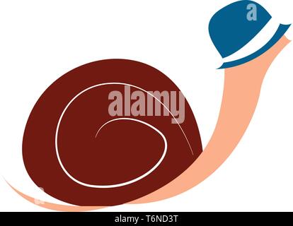 A big snail with a blue hat on it vector color drawing or illustration Stock Vector