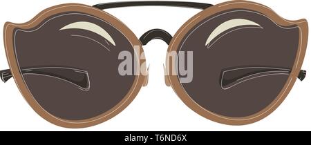 A cool sunglasses in brown color vector color drawing or illustration Stock Vector